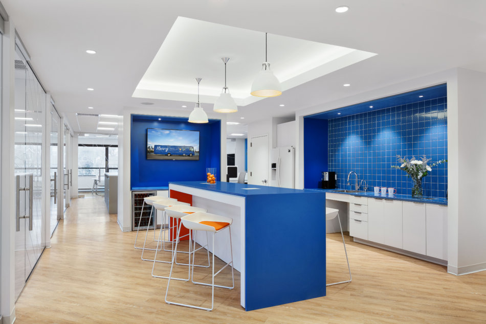 Azul 8284 corporate kitchen island, countertops and wall side frames designed by Heitler Houstoun Architects.  Photography by: DDRepsAzul 